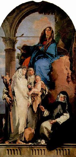 Giovanni Battista Tiepolo Madonna mit Hl. Katharina, Hl. Rosa, die das Kind halt und der hockenden Hl. Agnes oil painting picture